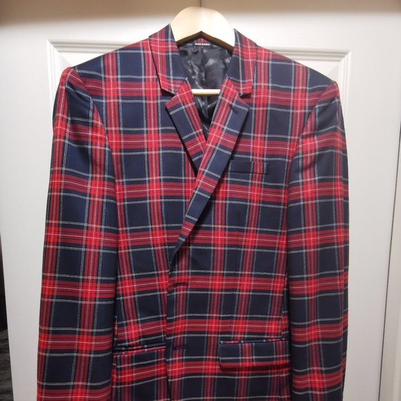 Villain Other - Villain 40R Tartan Skinny Fit Blazer